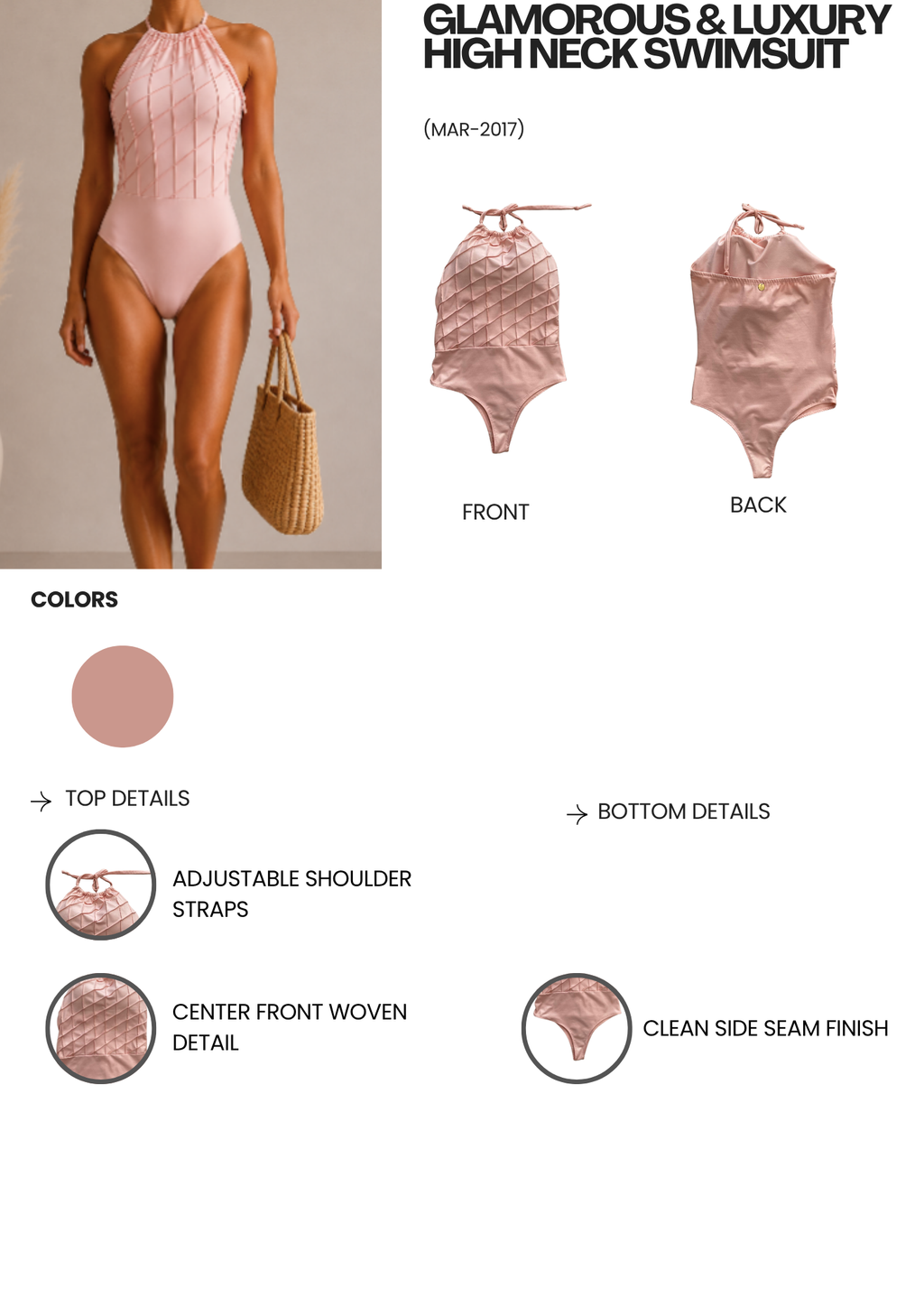Glamorous & Luxury  High Neck Swimsuit (MAR-2017)