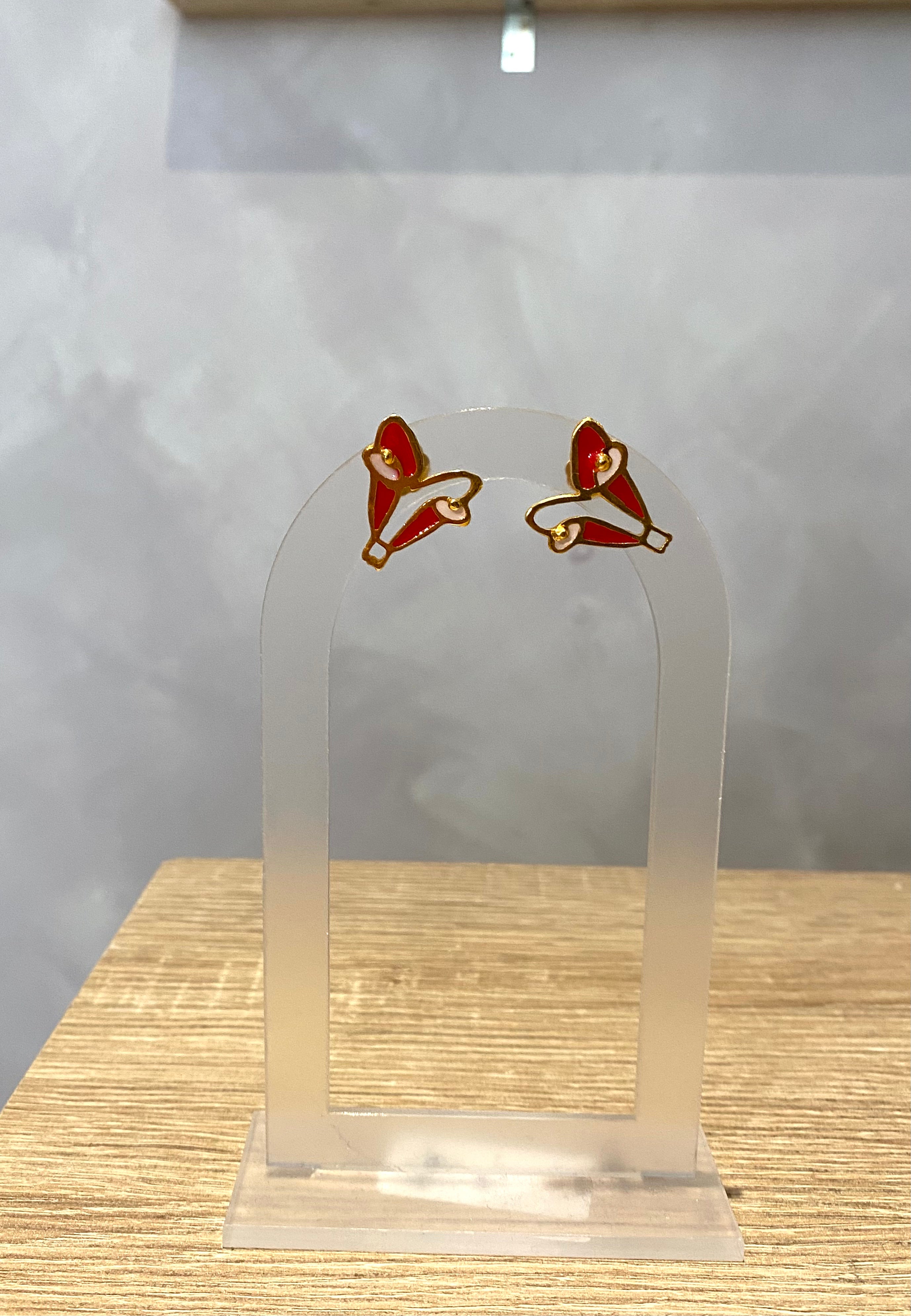 Red bird earrings