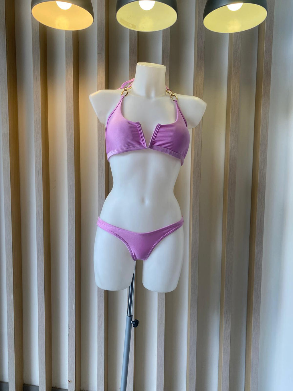 Rhinestones Metal Chain Brazilian Bikini Set (MAR-1025)