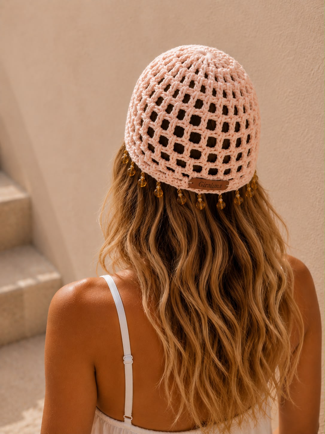 beige-melocoton Mesh Hat (EM-8012)
