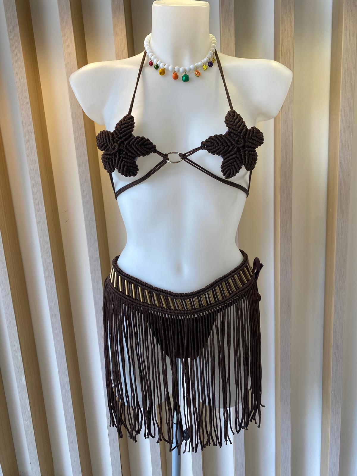 Wild flower bikini brown dark (MAR-6001)