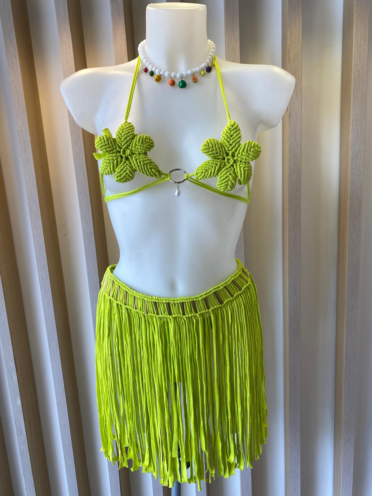 Wild flower bikini neon green (MAR-6001)